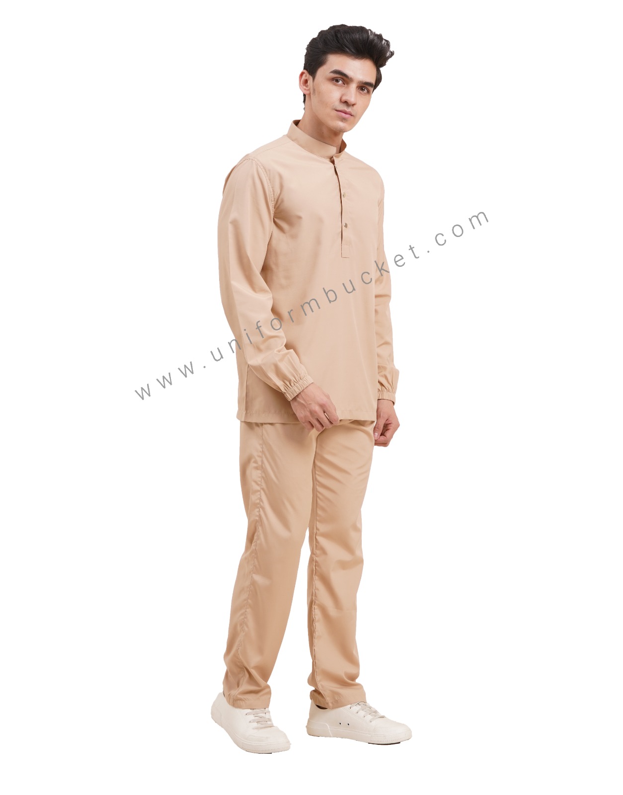 FOOD INDUSTRY COMFORTABLE  BEIGE  SHIRT WITH FULL SLEEVE BOTTOM ELASTIC thumbnail 3